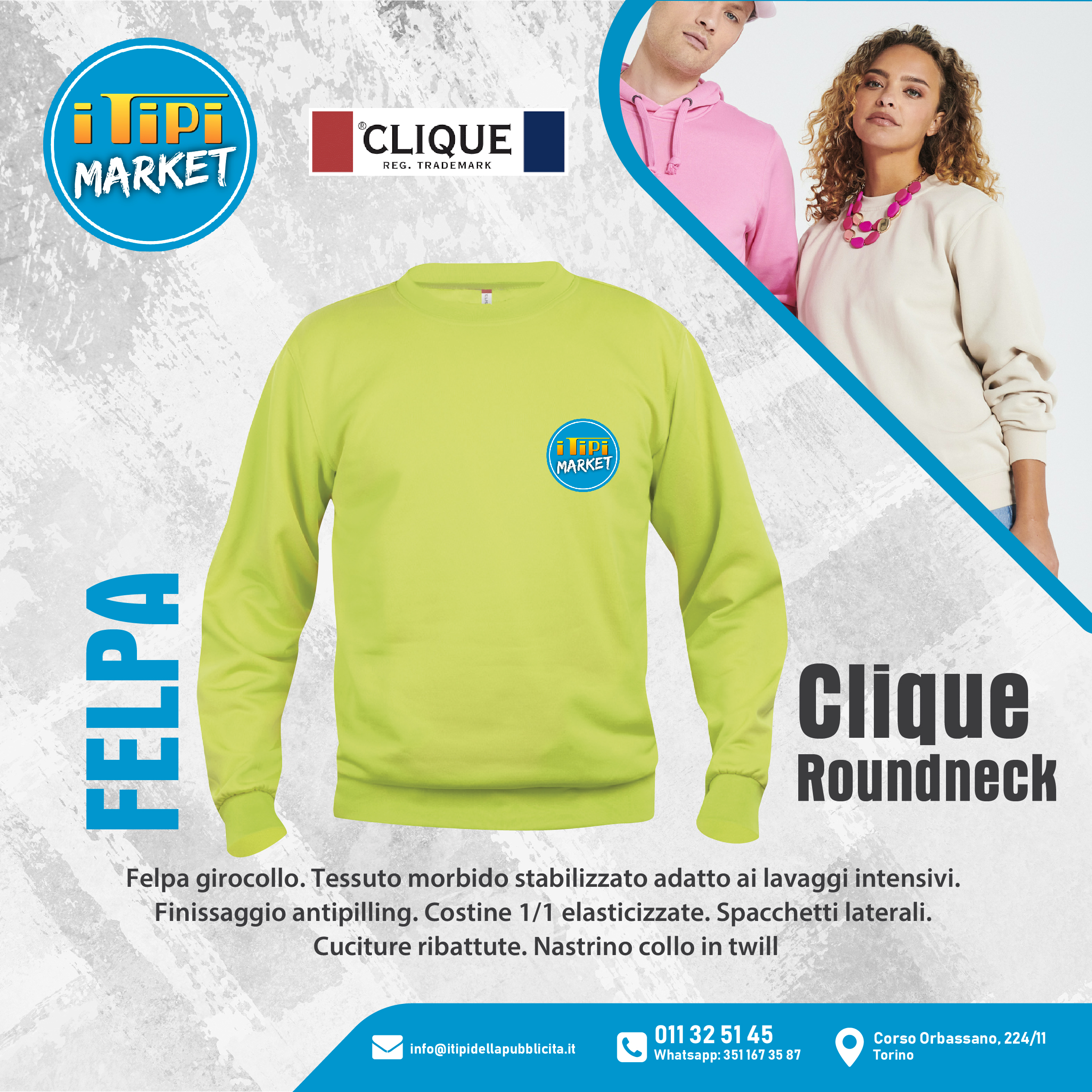 Felpa girocollo personalizzata – Basic Roundneck