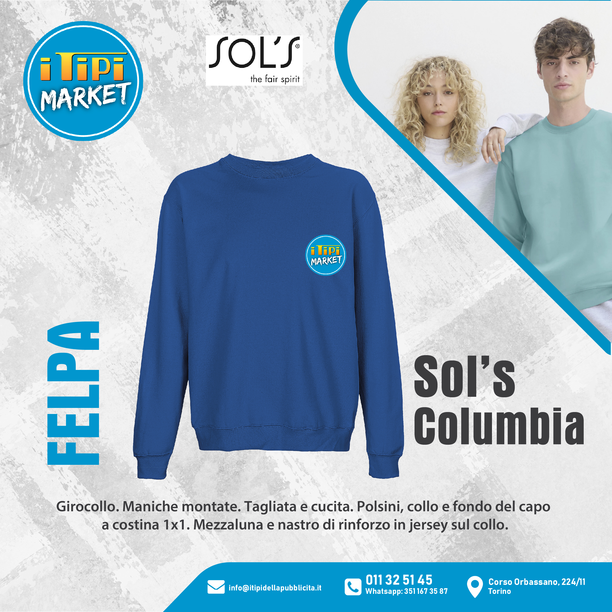Felpa Sol's Columbia personalizzata girocollo