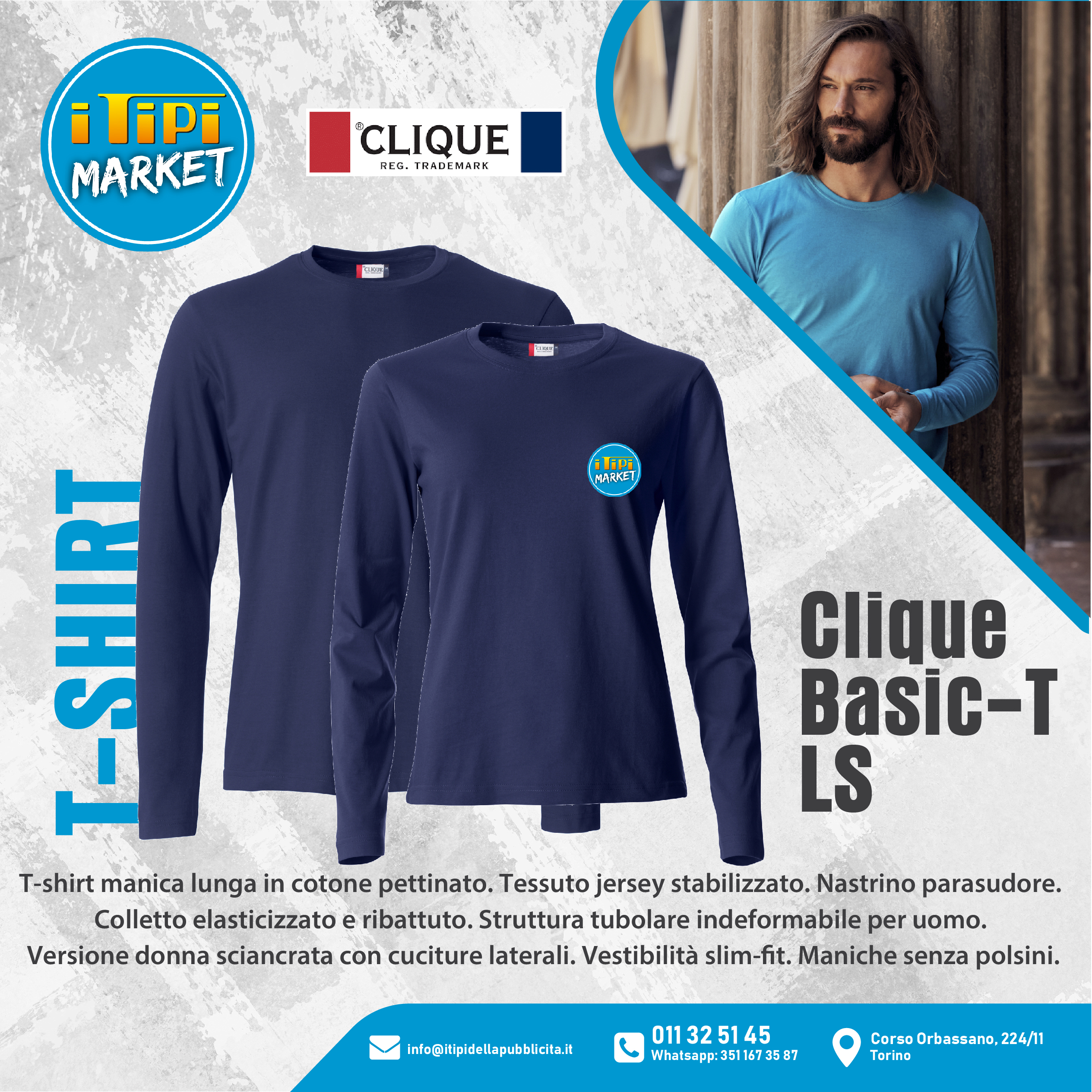 T-shirt manica lunga leggera personalizzate Basic T LS
