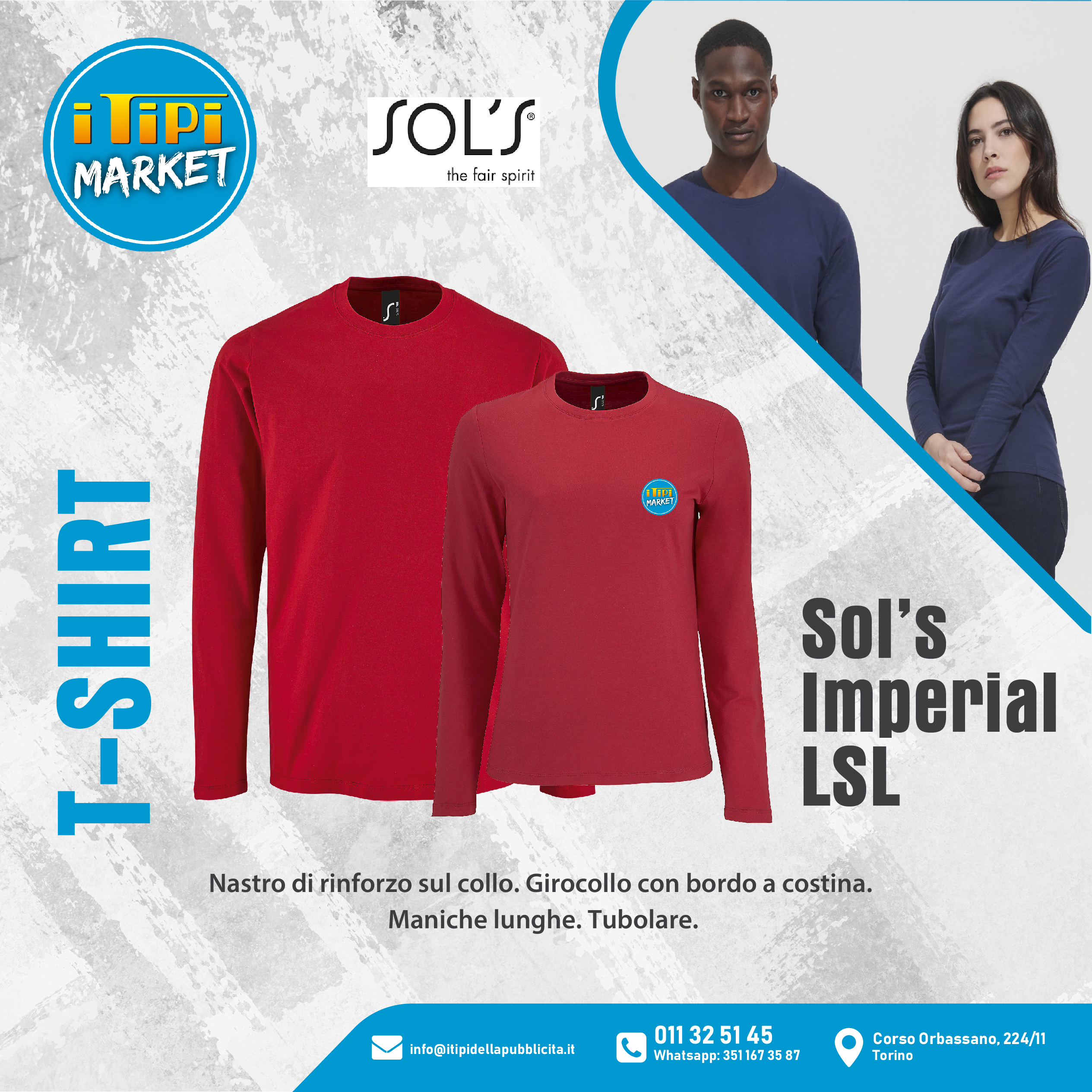 T-shirt manica lunga personalizzate Sol's Imperial LSL